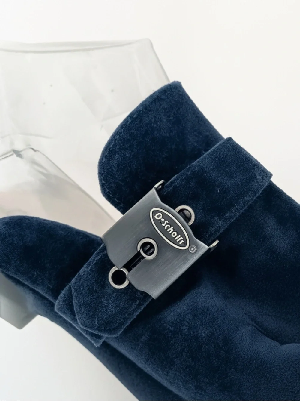 Dr. Scholl's Black Suede Slip-On Clogs with Silver Buckle